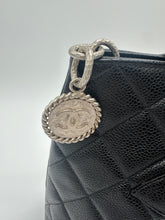 Load image into Gallery viewer, Authentic Chanel preowned black caviar medallion tote with silver hardware