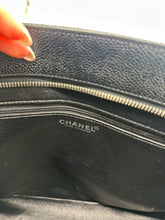 Load image into Gallery viewer, Authentic Chanel preowned black caviar medallion tote with silver hardware