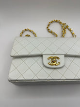 Load image into Gallery viewer, Authentic Pre-Loved Chanel white Small 9” Lambskin Flap with gold Hardware