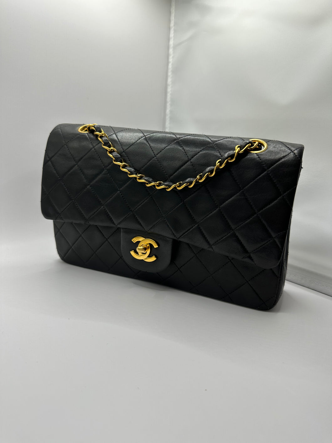 Authentic Chanel preloved Vintage Medium black Flap with Gold Hardware