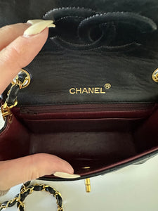 Authentic Preloved Chanel square lamb skin mini flap