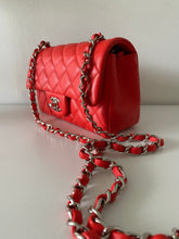 Load image into Gallery viewer, Authentic Pre-Loved Chanel red Lambskin Mini Flap with silver Hardware
